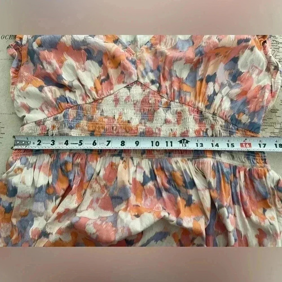 GAP Size XXL Contemporary Watercolor Print Flutter Sleeve Dress Dress - Picture 7 of 8